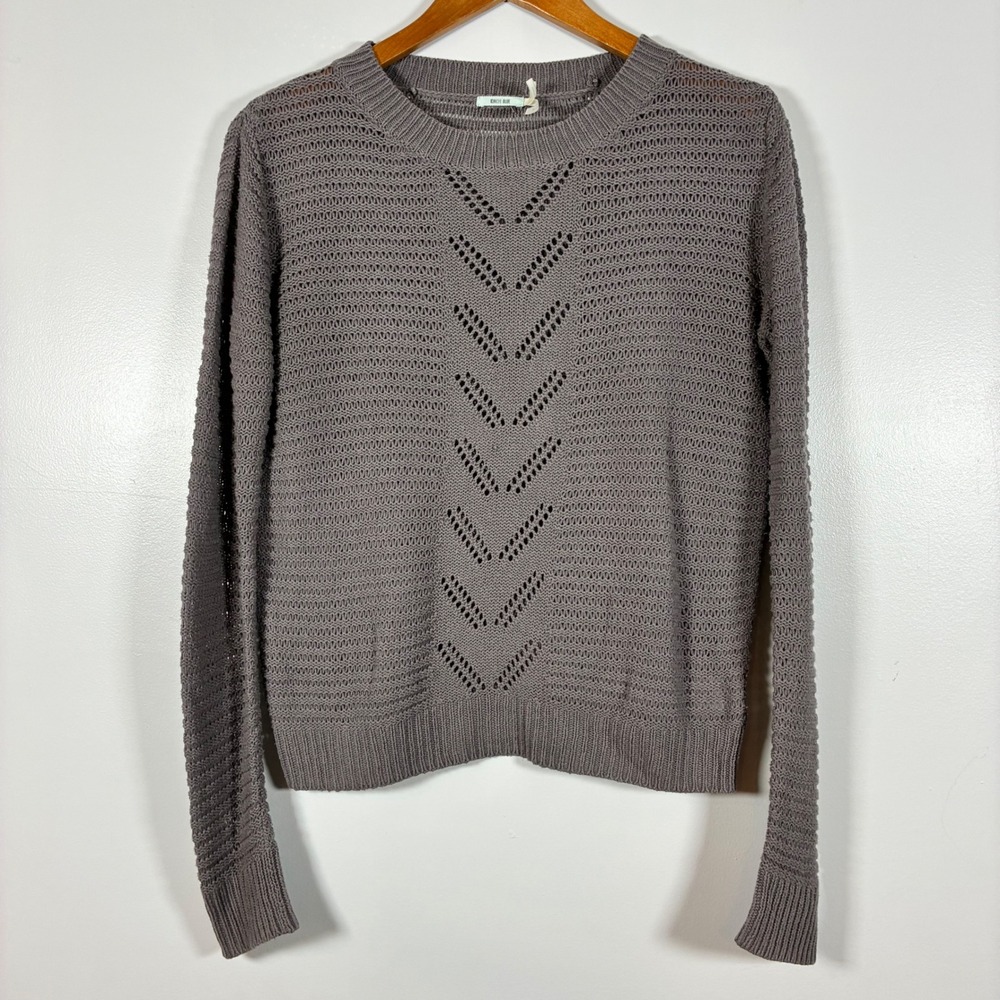 Kimchi Blue Sweater S Pointelle Chevron Open Knit Boho Cottage Lightweight Layer